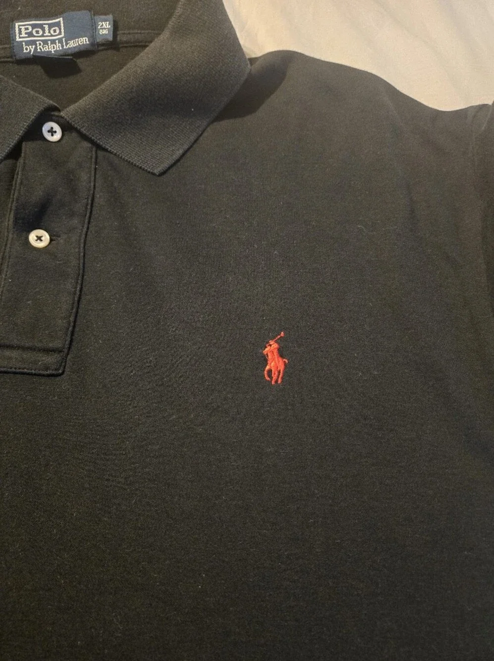 Polo by Ralph Lauren Men’s Black Polo Shirt with Red Logo